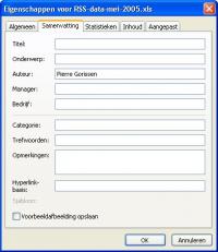 metadata in Excel - Klik voor grotere versie metadata in Excel - Klik voor grotere versie