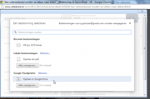 Printen naar Google Drive